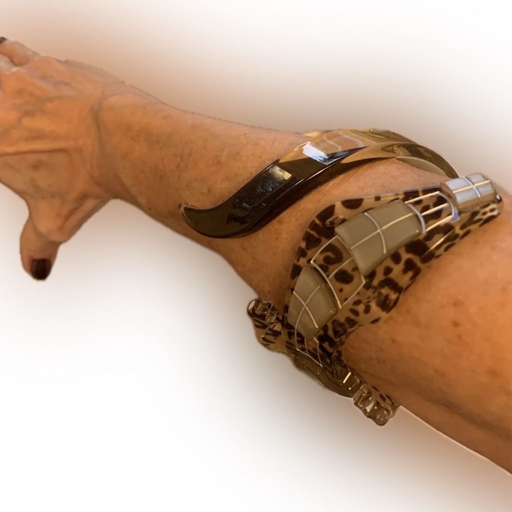 Unique acrylic arm bracelet. It’s a cross between a guitar and a alligator